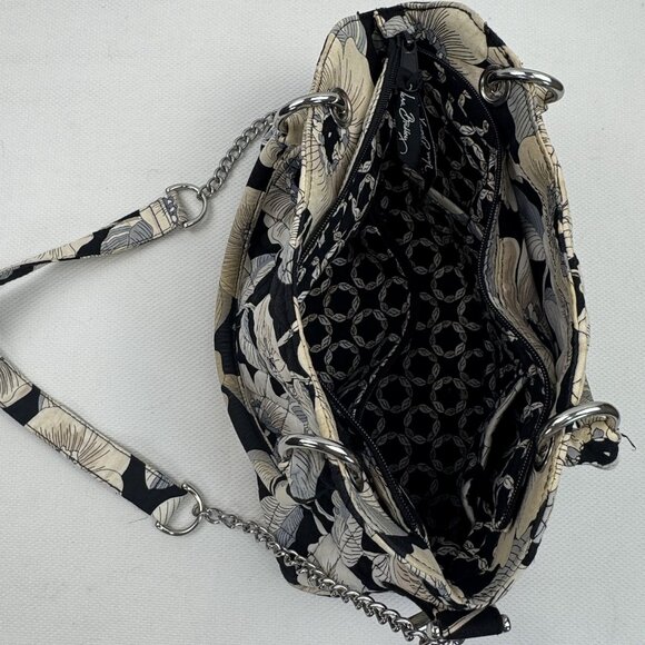 Vera Bradley Womens Black White Camellia Floral Quilted Purse Shoulder Bag - Picture 7 of 16